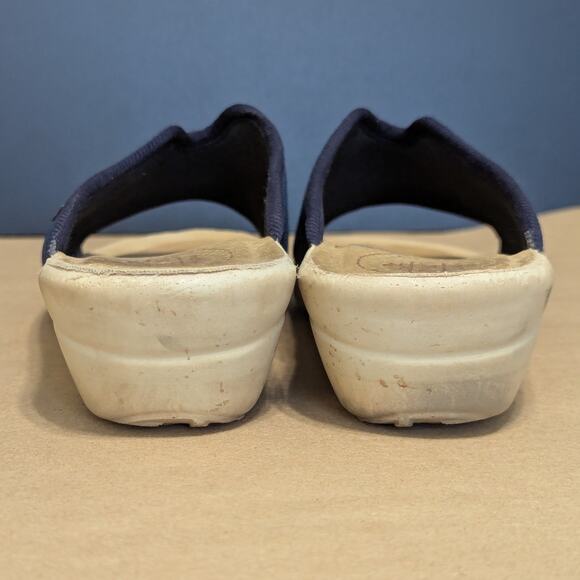 Fly Flot Navy Blue Mesh Comfort Sandals Slip On Mules Open Toe Cushioned SHoes - Picture 5 of 7